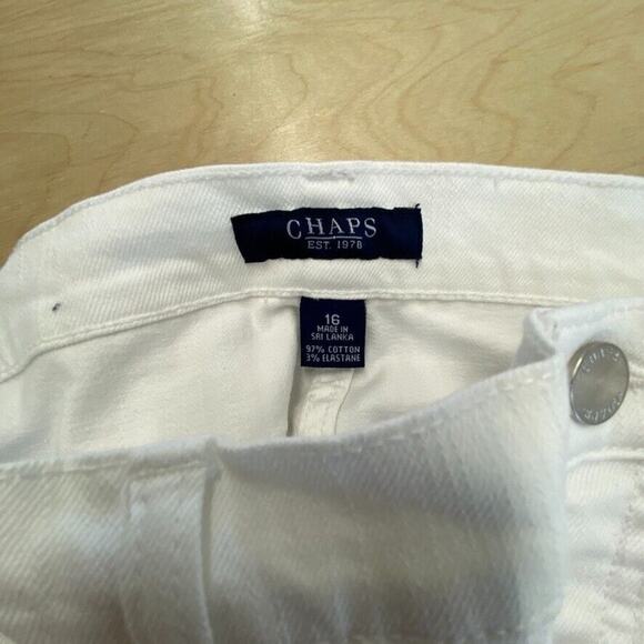Chaps Jeans Womens 16 Plus White Capris 5 Pocket Style Casual Ladies Pants - Picture 2 of 12